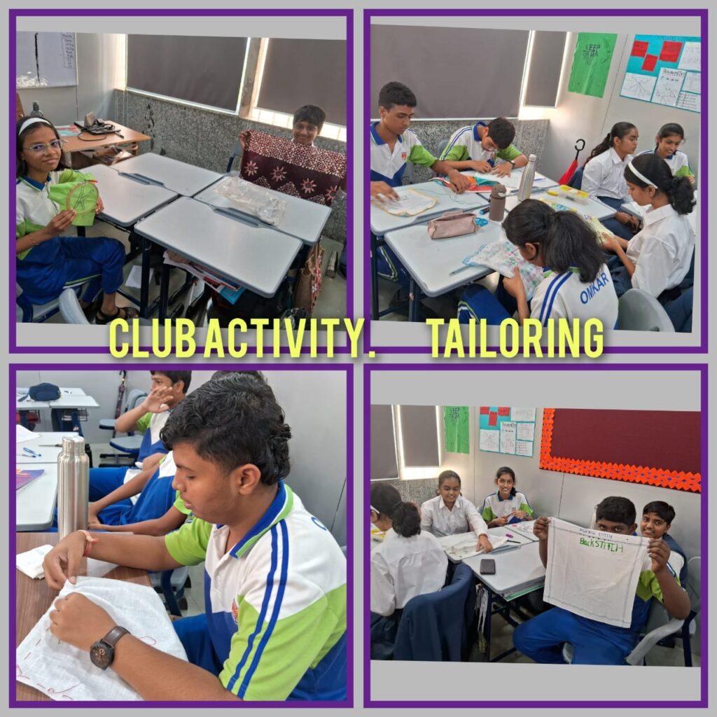 Club Activity of Tailoring at Omkar Cambridge International School, Dombivli.