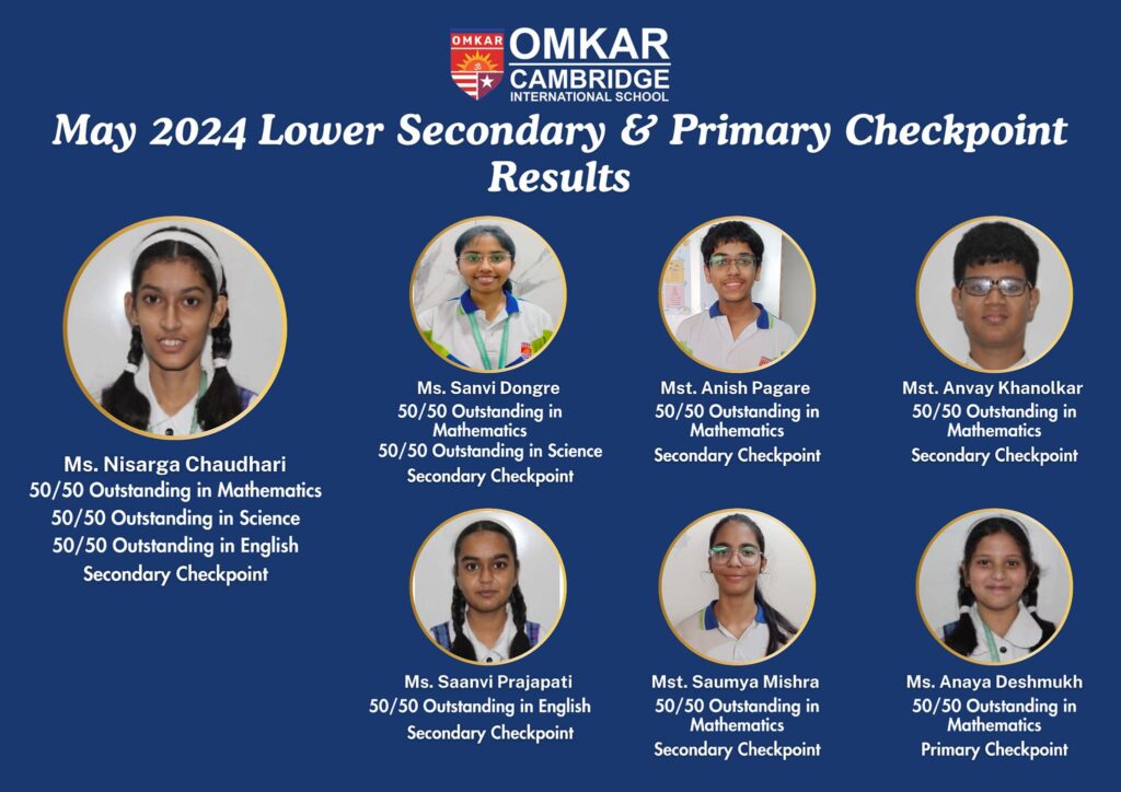 Outstanding Result of Secondary Checkpoint learners of Omkar Cambridge International School. CONGRATULATIONS